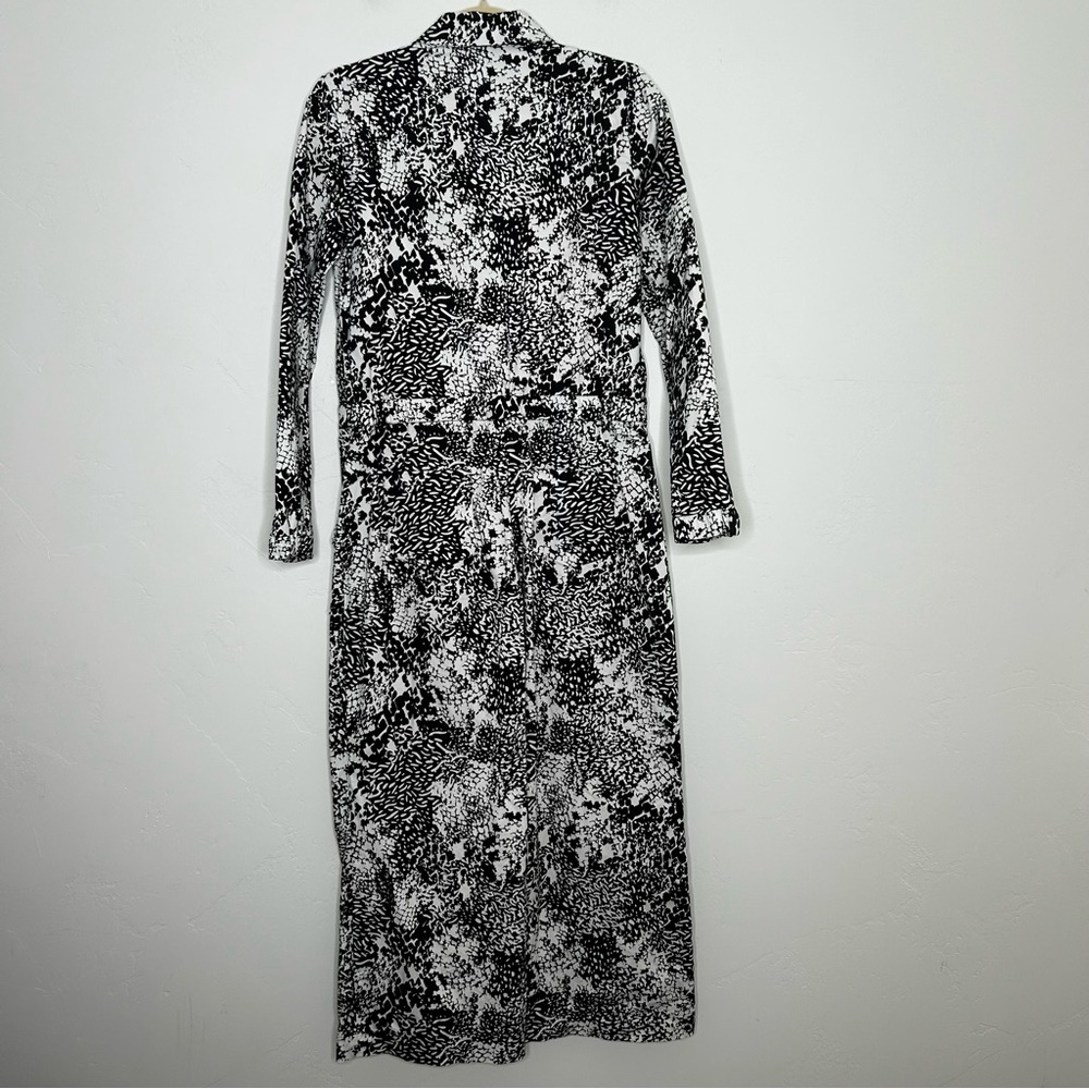 The Kit Black White Patterned Alex Jumpsuit Cropped Long Sleeve Size Medium Fall - Picture 2 of 12